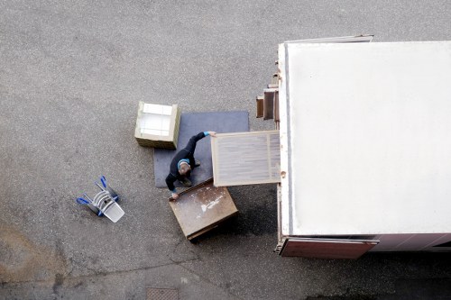 Furniture and boxes being loaded into a van for a Hampstead move