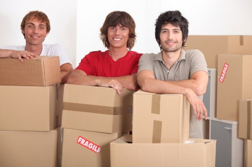 House removalists unloading boxes into a new Hampstead property