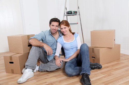 Packed moving van transporting household items in Hampstead