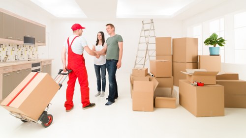 Packed student belongings ready for removal in Hampstead accommodation
