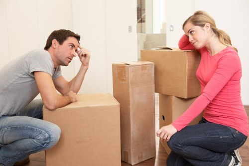 Professional movers handling household belongings in a Hampstead property